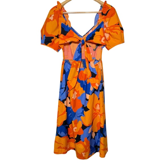Tabitha Brown x Target Tropical Floral Tie Back Midi Dress Puff Sleeves Size 2 - Picture 2 of 8